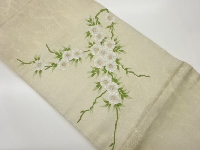 JAPANESE NAGOYA OBI / EMBROIDERY / LEAVES